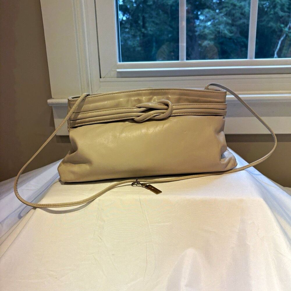 Vintage 1980s Bonwit Teller Beige Handbag with Knot Detail